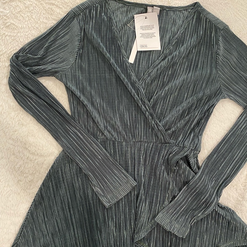 Maternity front wrap blouse - Green - Small - Picture 3 of 5